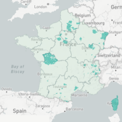 Carte de France avec les communes non desservies par Enedis