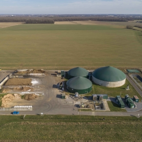 Filière biométhane - vue du ciel site Bio Energie de la Brie - Chaumes en Brie (77)